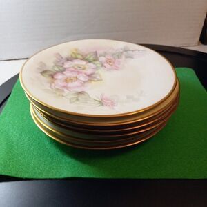 Limoges Floral & Gilded Edge Dessert/Salad Plates (6)